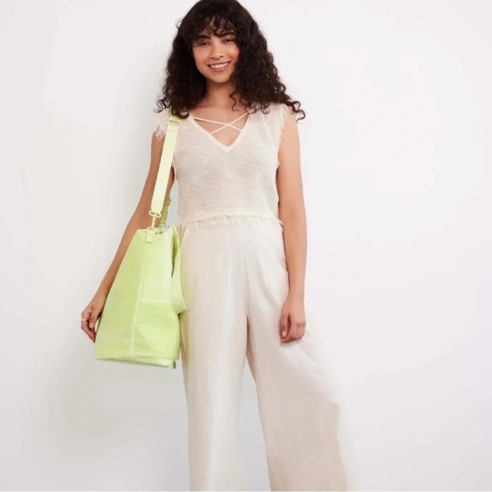 NWT BÉIS / Beis Citron Green Terry Tote Bag - Picture 8 of 13